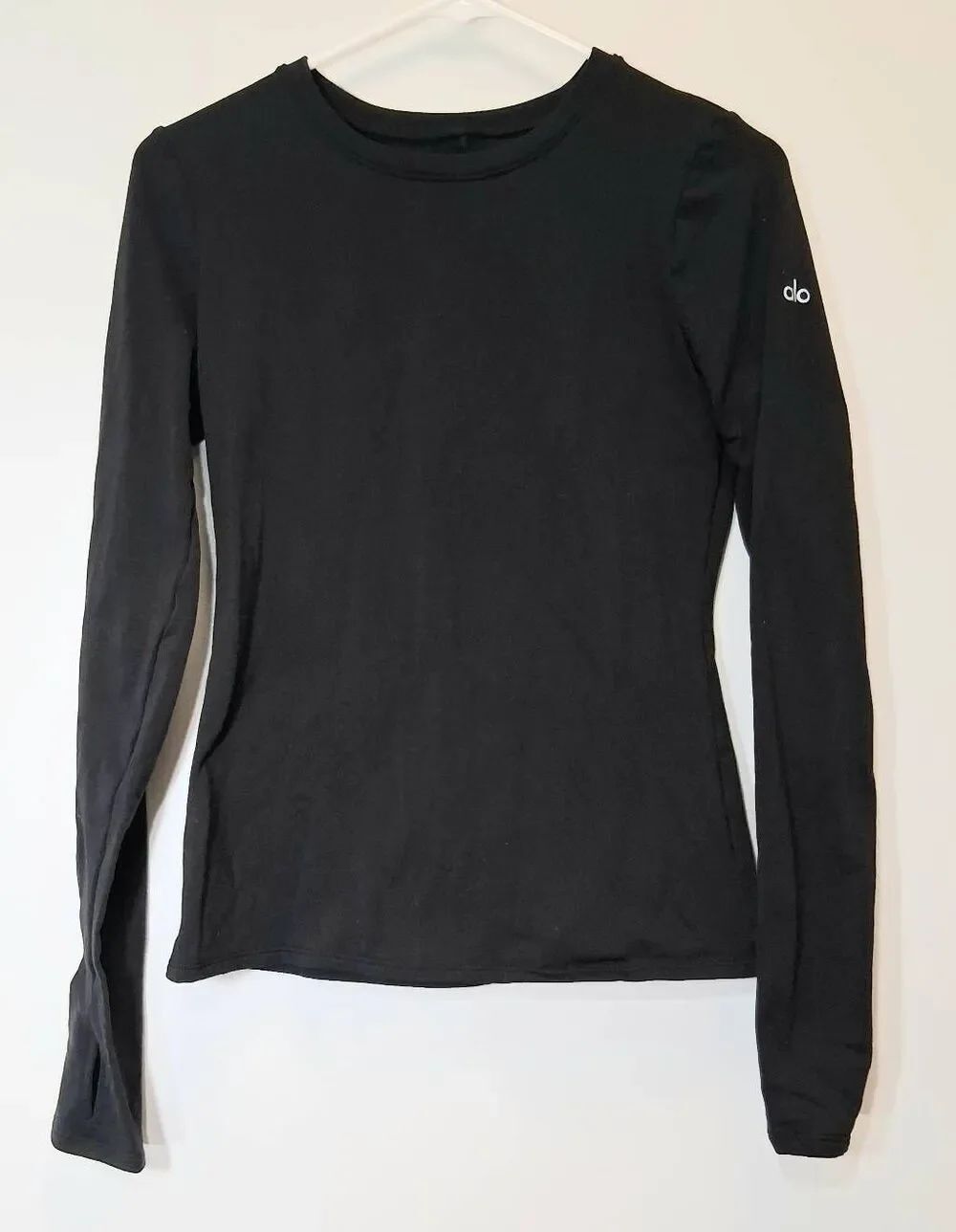 Alo yoga womens small longsleeve sweatshirt fleece lined black Activewear